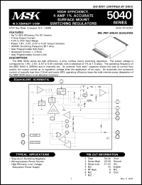 MSK5040-2.5E datasheet: 2.5V, High efficiency, 4 AMP 1 % accurate surface mount switching regulator MSK5040-2.5E