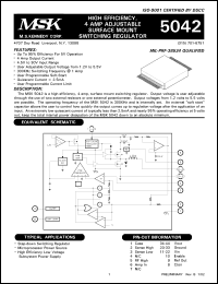 MSK5042E datasheet:  High efficiency, 4 AMP adjustable surface mount switching regulator MSK5042E