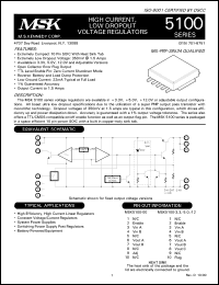 MSK5100-00 datasheet:  High current, low dropout voltage regulator MSK5100-00