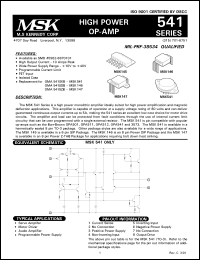 MSK541 datasheet: High power OP-AMP MSK541