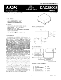 DAC2812S datasheet: 12V, 6W DC-DC converter DAC2812S