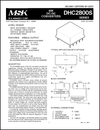 DHC2803S datasheet: 3.3V, 6W DC-DC converter DHC2803S