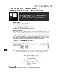 OM185-12SC datasheet: 3A; three terminal, low dropout, fixed voltage, precision positive regulator OM185-12SC