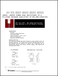 JANTX1N6767 datasheet: 12A center-tap ultra-fast rectifier JANTX1N6767