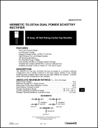 OM4201DT datasheet: 10Amp 45V rating center-tap rectifier OM4201DT