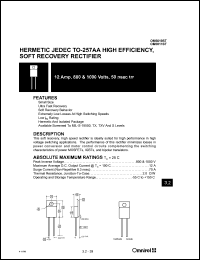 OM5011ST datasheet: 12Amp high efficiency, soft recovery rectifier OM5011ST