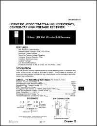 OM5261ST datasheet: 16Amp, 1000V high efficiency rectifier OM5261ST