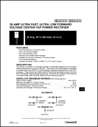 OM5304ST datasheet: 20Amp, ultra low forward voltage center-tap rectifier OM5304ST