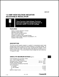 OM7612ST datasheet: Three terminal, adjustable voltage, precision 1.5Amp adjustable negative regulator OM7612ST