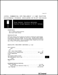 COM117T datasheet: Three terminal, precision adjustable positive voltage regulator COM117T