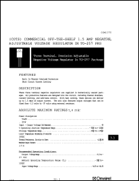 COM137T datasheet: Three terminal, precision adjustable positive voltage regulator COM137T