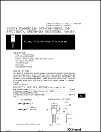 COM5216T datasheet: 200V high efficiency, center-tap rectifier COM5216T