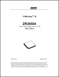 ZR36504 datasheet: Video & audio interface solution via USB ZR36504