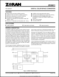 ZR36011 datasheet: Digital color space converter ZR36011