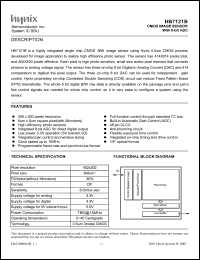 HB7121B datasheet: 3.3 V , 15 MHz, CMOS image sensor with 8-bit ADC HB7121B