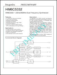 HM6C5332 datasheet: 2.7-3.6 V , 1.2GHz/250 MHz, dual frequency synthesizer HM6C5332