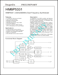 HM6P5331 datasheet: 2.7-3.6 V , 2GHz/500 MHz, dual frequency synthesizer HM6P5331