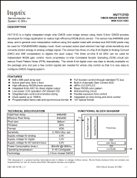 HV7131D datasheet: 3.3 V , 15 MHz, CMOS image sensor with 8-bit ADC HV7131D