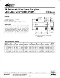 2023-6134-10 datasheet: 8-12.4 GHz, Air dielectric directional coupler low loss, octave bandwidth 2023-6134-10