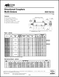 2025-6010-10 datasheet: 2-8.4 GHz, directional coupler multi-octave 2025-6010-10