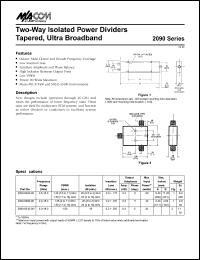 2090-6205-00 datasheet: 2-18 GHz, Two-way isolated power divider tapere, ultra broadband 2090-6205-00