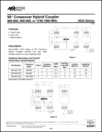 3032-6019-00 datasheet: 1700-1900 MHz, 3dB,  90 crossover hybrid coupler 3032-6019-00