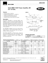 AM42-0040 datasheet: 5.9-6.4 GHz, GaAs MMIC VSAT power amplifier 2.0W AM42-0040