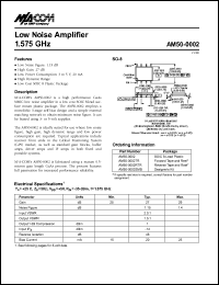 AM50-0002RTR datasheet: 1.575 GHz, low noise amplifier AM50-0002RTR