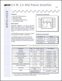 AM52-0024TR datasheet: 2.4 GHz, 0.5W power amplifier AM52-0024TR