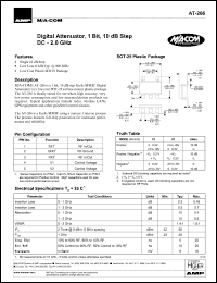 AT-266RTR datasheet: DC-2 GHz, 10 dB step, 1-Bit digital attenuator AT-266RTR