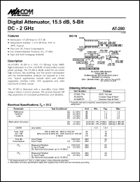 AT-280 datasheet: DC-2 GHz, 15.5 dB , 5-Bit digital attenuator AT-280