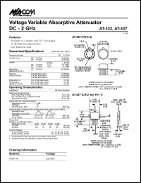 AT-332 datasheet: DC-2 GHz, voltage variable absorptive attenuator AT-332