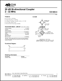 CD-920-4 datasheet: 2-32 MHz, 20 dB, Bi-directional coupler CD-920-4