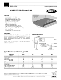 CDMA900 datasheet: 900 MHz, diplexer/LNA CDMA900