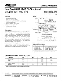 CH20-0032-17G-RTR datasheet: 824-960 MHz, low cost SMT 17 dB Bi-directional coupler CH20-0032-17G-RTR