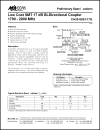 CH20-0033-17G datasheet: 1700-2000 MHz, low cost SMT 17 dB Bi-directional coupler CH20-0033-17G