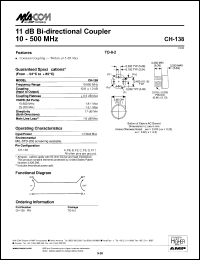 CH-138 datasheet: 10-500 MHz, 11 dB Bi-directional coupler CH-138