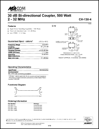 CH-130-4N datasheet: 2-32 MHz, 500 Watt,  30 dB Bi-directional coupler CH-130-4N
