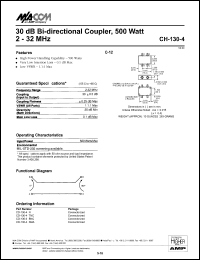 CH-130-4TNC datasheet: 2-32 MHz, 500 Watt,  30 dB Bi-directional coupler CH-130-4TNC