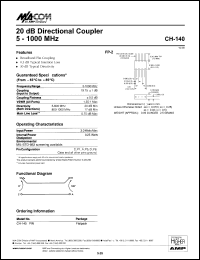 CH-140 datasheet: 5-1000 MHz,  20 dB directional coupler CH-140