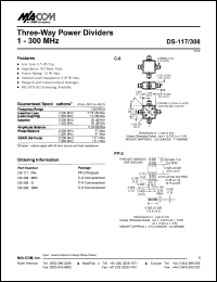 DS-308BNC datasheet: 1-300 MHz, three-way power divider DS-308BNC