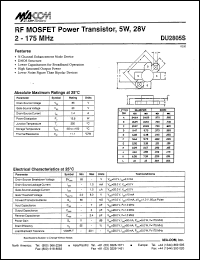 DU2805S datasheet: 2-175 MHz, 5W, 28V, RF MOSFET power transistor DU2805S
