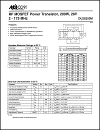 DU28200M datasheet: 2-175 MHz, 200W, 28V, RF MOSFET power transistor DU28200M