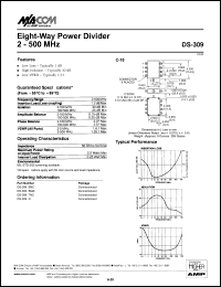 DS-309TNC datasheet: 2-500 MHz, eight-way power divider DS-309TNC