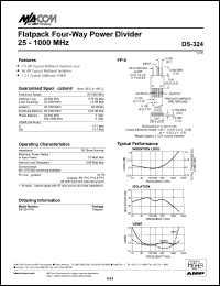 DS-324 datasheet: 25-1000 MHz, flatpack four-way power divider DS-324