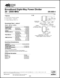 DS-808-4BNC datasheet: 20-2000 MHz, broadband eight-way power divider DS-808-4BNC