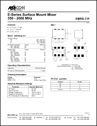 EMRS-11F datasheet: 350-2000 MHz, surface mount mixer, RF power 50mW, peak IF current 40mA EMRS-11F