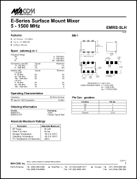 EMRS-5LH datasheet: 5-1500 MHz, surface mount mixer, RF power 50mW, peak IF current 40mA EMRS-5LH