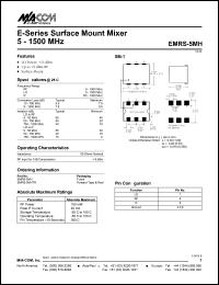 EMRS-5MHTR datasheet: 5-1500 MHz, surface mount mixer, RF power 50mW, peak IF current 40mA EMRS-5MHTR
