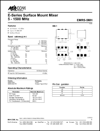 EMRS-5MH datasheet: 5-1500 MHz, surface mount mixer, RF power 50mW, peak IF current 40mA EMRS-5MH